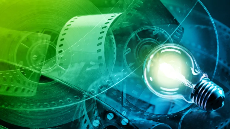 film strips with lightbulb collage